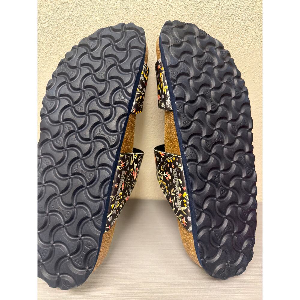 Birkenstock Vegan Sydney Sandals Slides Birko Flor Watercolor Flower Navy Sz 38 - Picture 7 of 8